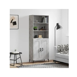 vidaXL Buffet haut Gris béton 69,5x34x180 cm Bois d'ingénierie pas cher