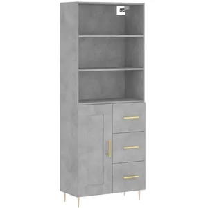 vidaXL Buffet haut Gris béton 69,5x34x180 cm Bois d'ingénierie pas cher