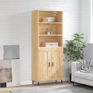 vidaXL Highboard chêne Sonoma 69,5x34x180 cm Matériau dérivé du bois pas cher