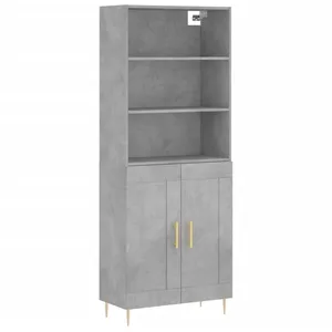 vidaXL Buffet haut Gris béton 69,5x34x180 cm Bois d'ingénierie pas cher
