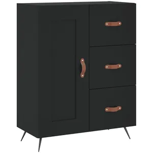 vidaXL Buffet haut Noir 69,5x34x180 cm Bois d'ingénierie pas cher