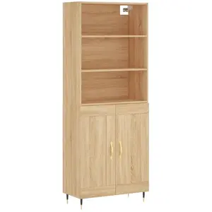 vidaXL Highboard chêne Sonoma 69,5x34x180 cm Matériau dérivé du bois pas cher