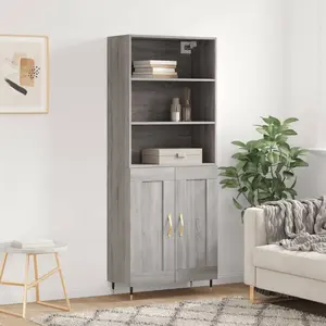 vidaXL Buffet haut Sonoma gris 69,5x34x180 cm Bois d'ingénierie pas cher