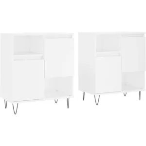 vidaXL Buffets 2 pcs blanc bois d'ingénierie pas cher