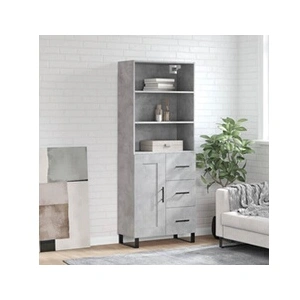 VIDAXL Buffet Haut, Armoire de Rangement avec Pieds, Meuble de Rangement, Organisateur Salon Salle de Séjour, Industriel, Gris Béton Bois d'Ingénierie pas cher