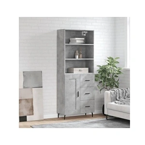 vidaXL Buffet haut Gris béton 69,5x34x180 cm Bois d'ingénierie pas cher