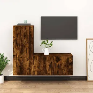 vidaXL Ensemble de meubles TV 2 pcs Chêne fumé Bois d'ingénierie pas cher