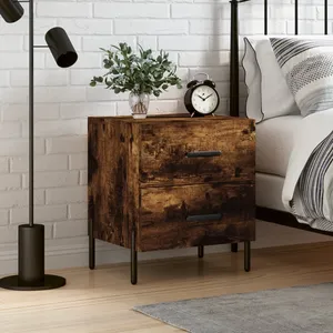 vidaXL Table de chevet chêne fumé 40x35x47,5 cm bois d’ingénierie pas cher