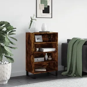 vidaXL Buffet haut chêne fumé 57x35x90 cm bois d'ingénierie pas cher