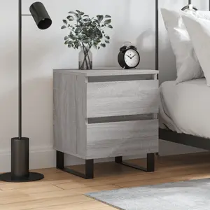 vidaXL Table de chevet sonoma gris 40x35x50 cm bois d ingénierie pas cher