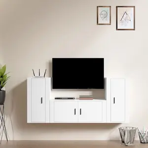 vidaXL Ensemble de meubles TV 3 pcs Blanc Bois d'ingénierie pas cher