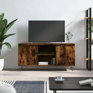 vidaXL Meuble TV chêne fumé 104x35x50 cm bois d'ingénierie pas cher