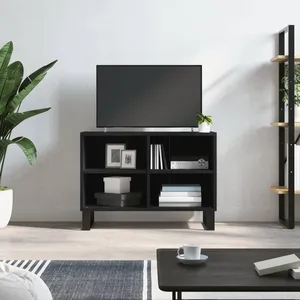 vidaXL Meuble TV noir 69,5 x 30 x 50 cm bois d'ingénierie pas cher
