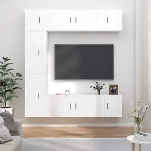 Comparateur de prix : Ensemble de meubles TV 7 pcs Blanc Bois d'ingénierie