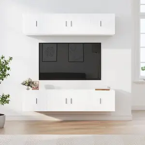 VIDAXL Ensemble de meubles TV 6 pcs Blanc Bois d'ingénierie pas cher