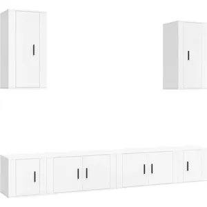 vidaXL Ensemble de meubles TV 6 pcs Blanc Bois d'ingénierie pas cher