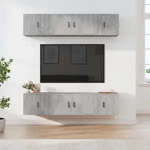 vidaXL Ensemble de meubles TV 6 pcs Gris béton Bois d'ingénierie pas cher