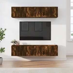 VIDAXL Ensemble de meubles TV 6 pcs Chêne fumé Bois d'ingénierie pas cher