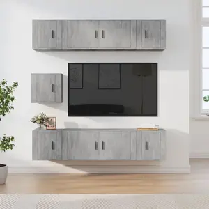 vidaXL Ensemble de meubles TV 7 pcs Gris béton Bois d'ingénierie pas cher