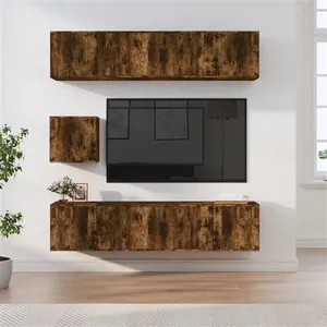 VIDAXL Ensemble de meubles TV 7 pcs Chêne fumé Bois d'ingénierie pas cher