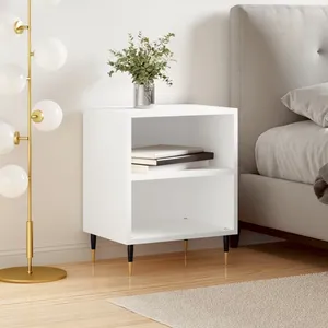 vidaXL Table de chevet blanc 40x30x50 cm bois d’ingénierie pas cher