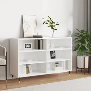 vidaXL Buffet blanc brillant 103,5x35x70 cm bois d'ingénierie pas cher