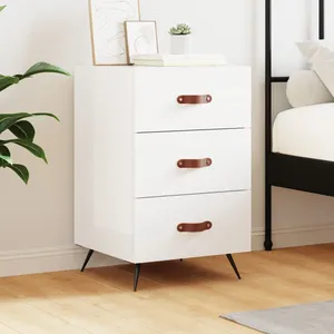 vidaXL Table de chevet blanc brillant 40x40x66 cm bois d'ingénierie pas cher
