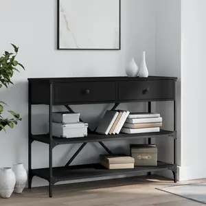 Comparateur de prix : Table Console Avec Tiroirs Et Étagères Noir Bois D'Ingénierie - Vidaxl