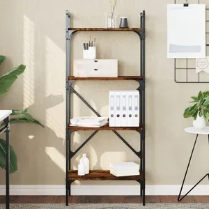 Comparateur de prix : vidaXL Bibliothèque à 4 niveaux chêne fumé 56x31,5x138,5 cm