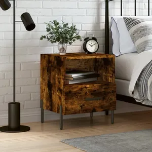 vidaXL Table de chevet chêne fumé 40x35x47,5 cm bois d’ingénierie pas cher