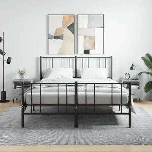 vidaXL Tables de chevet 2pcs gris béton 40x35x47,5cm bois d’ingénierie pas cher