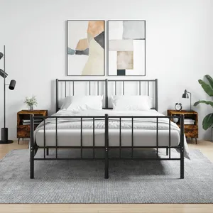 vidaXL Tables de chevet 2pcs chêne fumé 40x35x47,5cm bois d’ingénierie pas cher