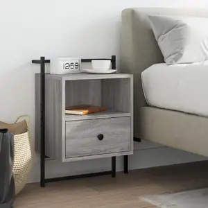 vidaXL Table de chevet murale sonoma gris 40x30x61cm bois d'ingénierie pas cher