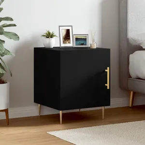 vidaXL Table de chevet noir 40x40x50 cm bois d’ingénierie pas cher
