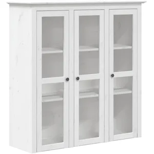 vidaXL Armoire avec portes vitrées BODO blanc bois de pin massif pas cher