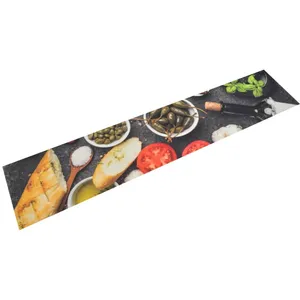 vidaXL Tapis de cuisine lavable impression vin dîner 60x300 cm velours pas cher