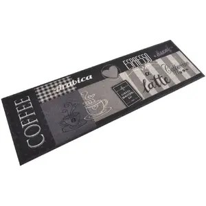 Comparateur de prix : vidaXL Tapis de cuisine lavable impression café noir 60x180 cm velours