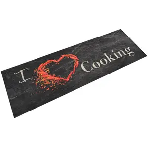 Comparateur de prix : vidaXL Tapis de cuisine lavable impression cuisine noir 60x180 cm