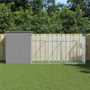 Comparateur de prix : vidaXL Niche pour chien avec cour gris clair 165x455x181 cm