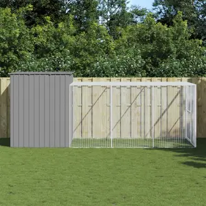 vidaXL Niche pour chien avec cour gris clair 214x457x181 cmVendu parrue-du-commerce