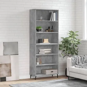 vidaXL Buffet gris béton 69,5x32,5x180 cm bois d'ingénierie pas cher