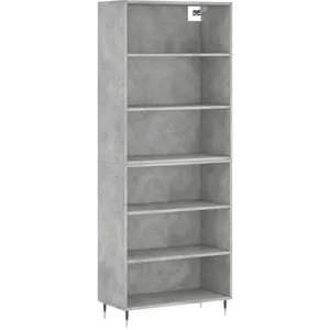 vidaXL Buffet gris béton 69,5x32,5x180 cm bois d'ingénierie pas cher
