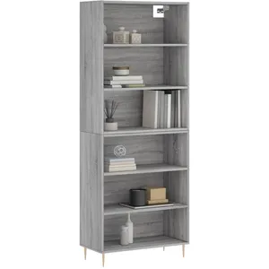 vidaXL Buffet gris béton 69,5x32,5x180 cm bois d'ingénierie pas cher