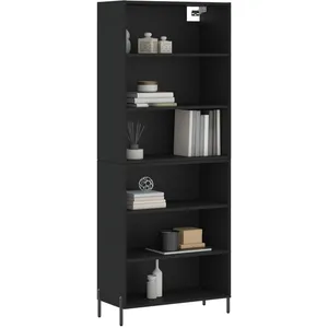 vidaXL Buffet noir 69,5x32,5x180 cm bois d'ingénierie