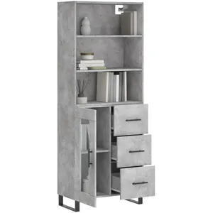 vidaXL Buffet haut Gris béton 69,5x34x180 cm Bois d'ingénierie pas cher