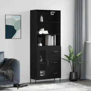 vidaXL Buffet haut Noir 69,5x34x180 cm Bois d'ingénierie pas cher