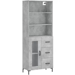 vidaXL Buffet haut Gris béton 69,5x34x180 cm Bois d'ingénierie pas cher