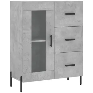 vidaXL Buffet haut Gris béton 69,5x34x180 cm Bois d'ingénierie pas cher