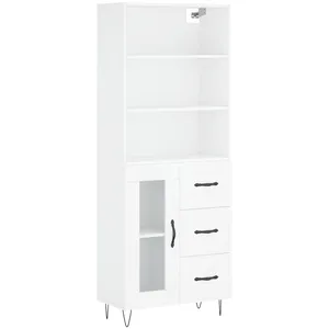 vidaXL Buffet haut Blanc 69,5x34x180 cm Bois d'ingénierie pas cher