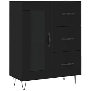 vidaXL Buffet haut Noir 69,5x34x180 cm Bois d'ingénierie pas cher